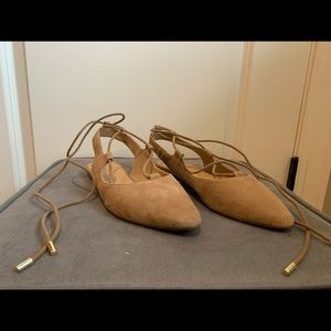 Franco Sarto Lace up nude ballet flats